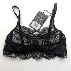 Thistle and Spire Amore Black Wired Eyelash Lace Bralette XS NWT